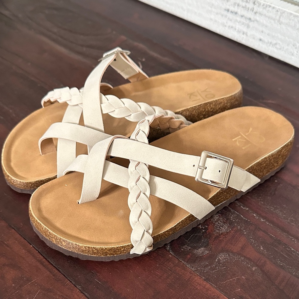 Beige Braided Strap Sandals